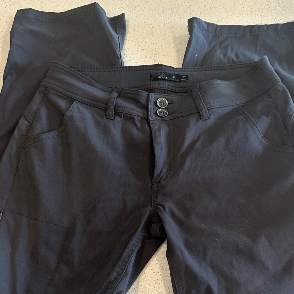 Prana Charcoal Pants with Dual Button Closure- Size 8